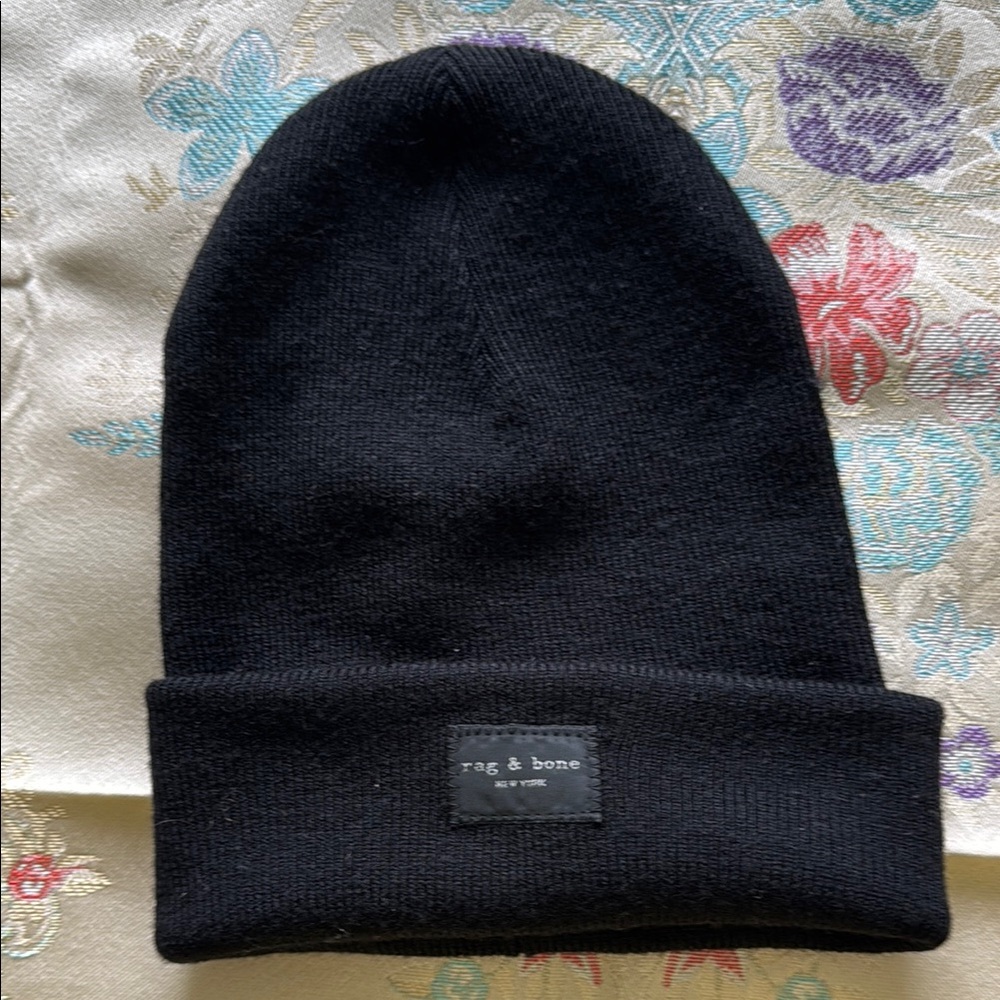 Rag & Bone Black Knit Winter Hat